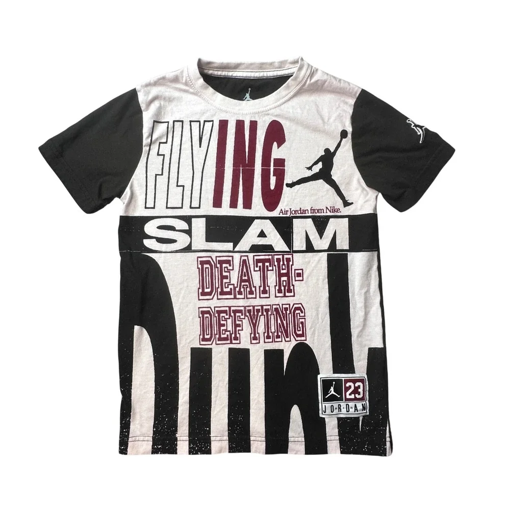 Jordan T-Shirt Kids S Black Flying Slam Death-Defying Dunk Graphic Tee 5353-023
